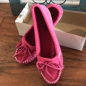 Pink Suede Leather Minnetonka Moccasins